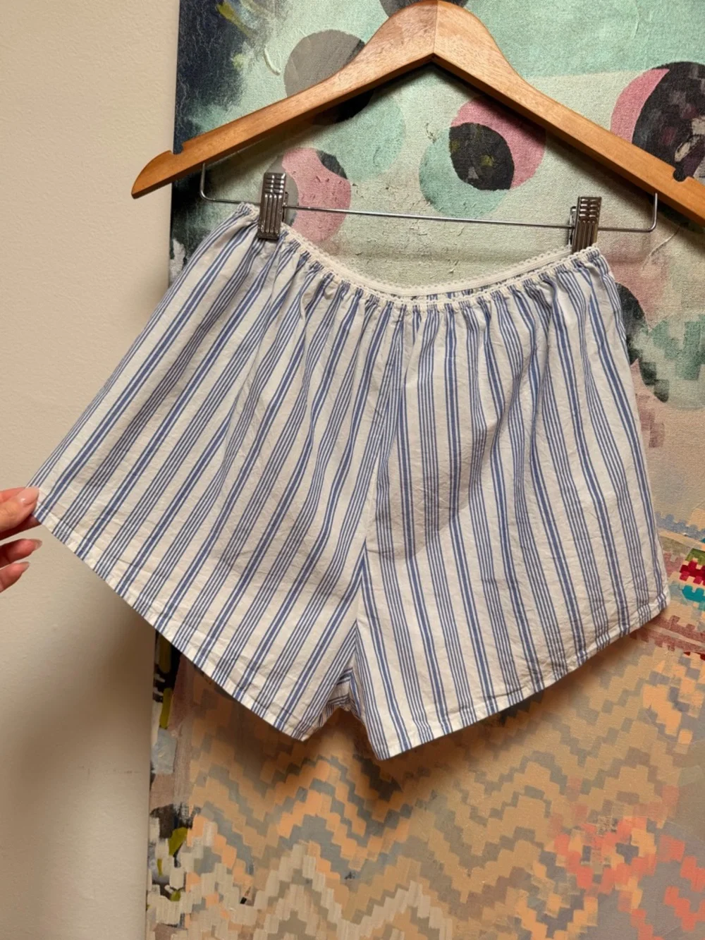 Doen Thelma Shorts in Indigo Sorrento Stripe size XS cotton silk - Picture 6 of 14